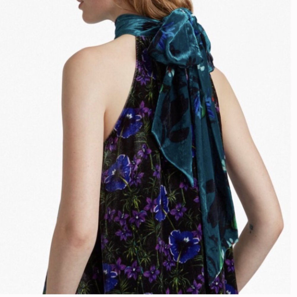 French Connection Velvet Tie Neck Top